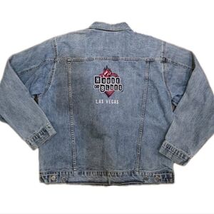 VTG 90s House Of Blues Las Vegas Denim Jacket Mens Large Concert Biker Y2K Grung